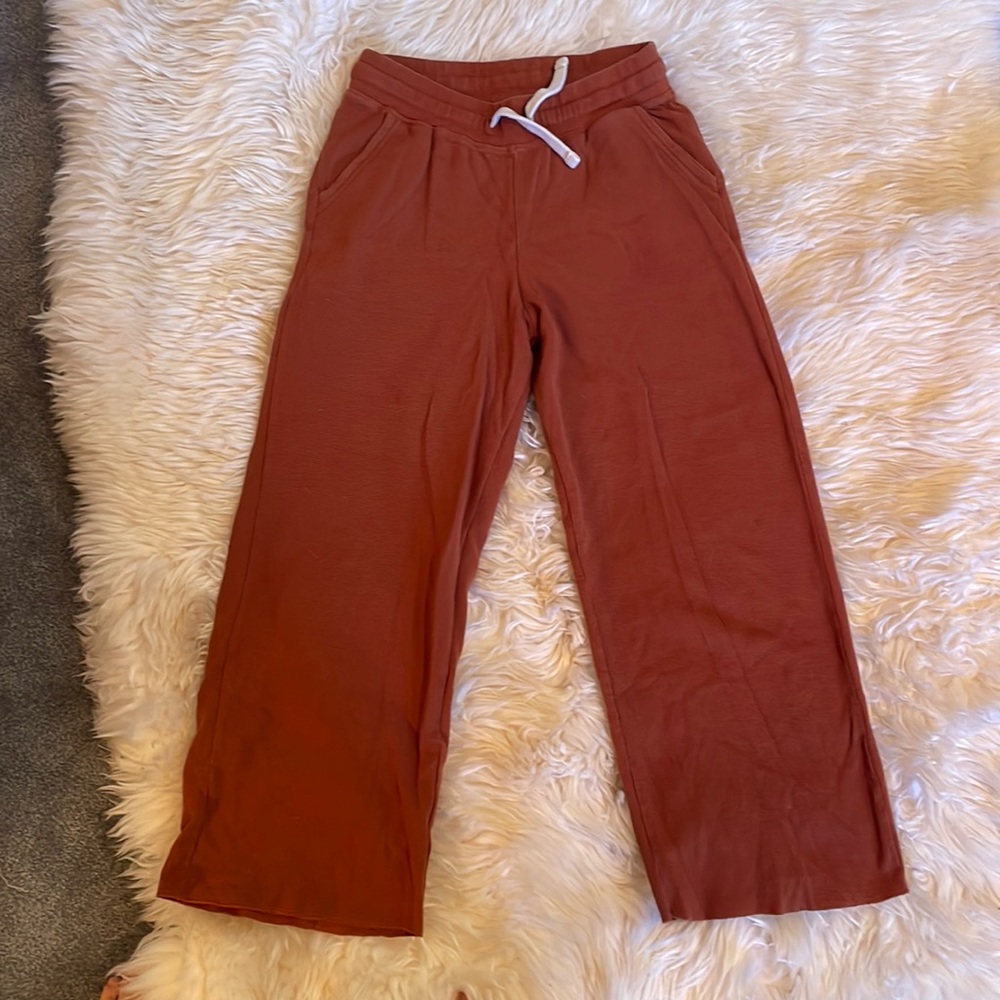 Pact Orange Cropped wide-leg Waffle Pants
